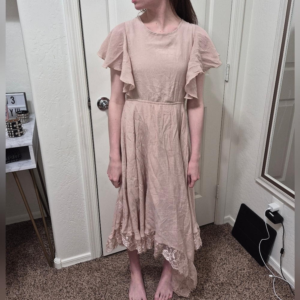 NWOT Joyfolie Mia Joy Midi Dress Lace Trim Boho Girls Sz 14